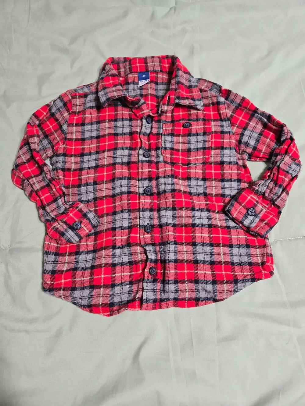 Old navy 4t boys plaid long sleeve button up flannel shirt